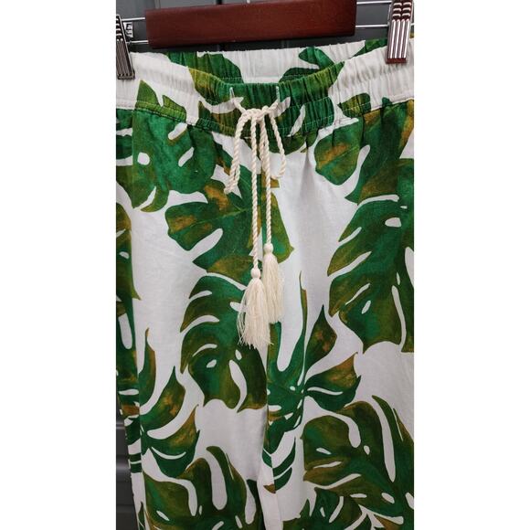 Joie Women's Size Small Wide Leg Linen Blend Aloha Tropical Palm Leaf Pants - Picture 2 of 5